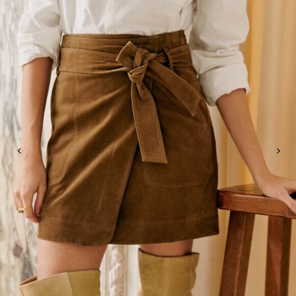 Sezane Dresses & Skirts - NWOT Sezane Leandra Skirt -- Taupe Suede, Size 34 (US 2)